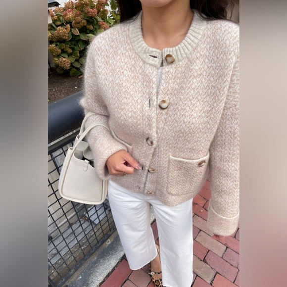 Sezane Teo Jacket in Mottled Beige Cardigan - Picture 10 of 11